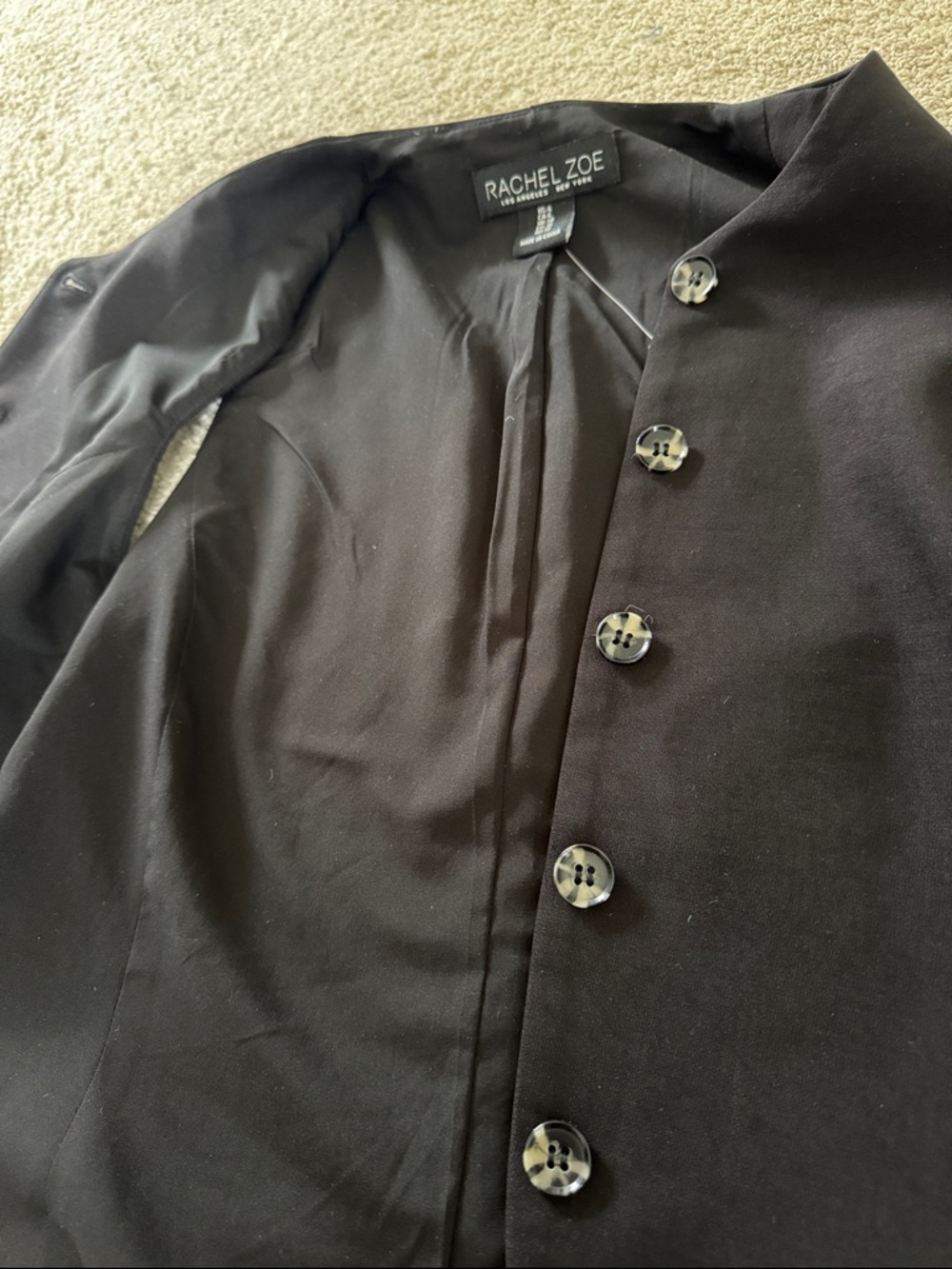 Rachel Zoe Black Sleeveless Tailored Button Vest - Picture 3 of 4